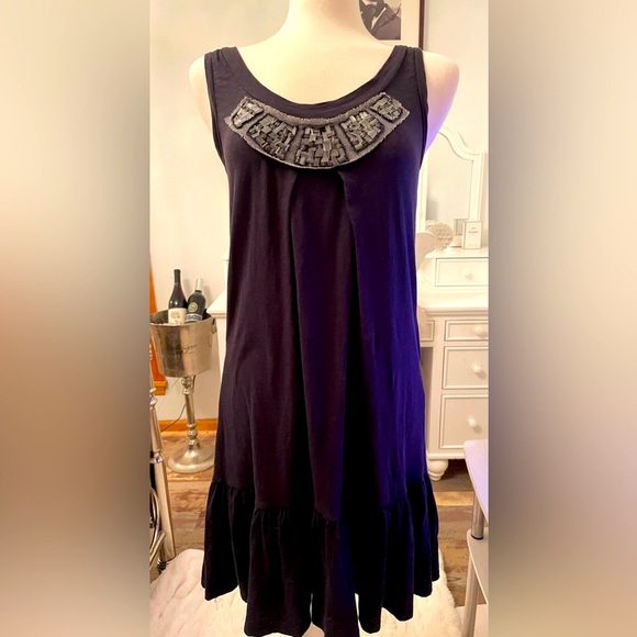 Rebecca Taylor beaded dress! Floaty, comfy w/ glamorous metal-beading details - Picture 1 of 11
